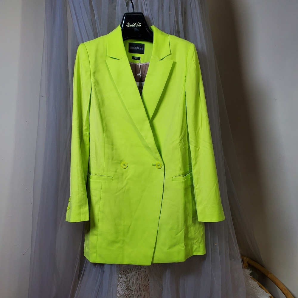 Wildfang Neon Lime Double-Breasted Blazer